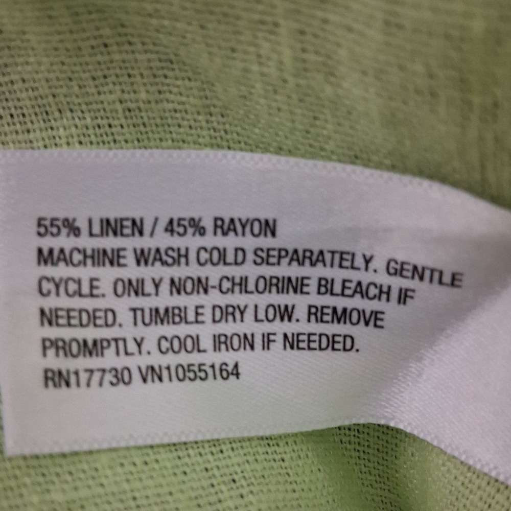A New Day Women XL Lime Green Linen Blend Short Sleeve Button Down Shirt NWT - Picture 4 of 7